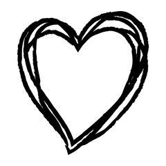 Png heart doodle icon, simple illustration