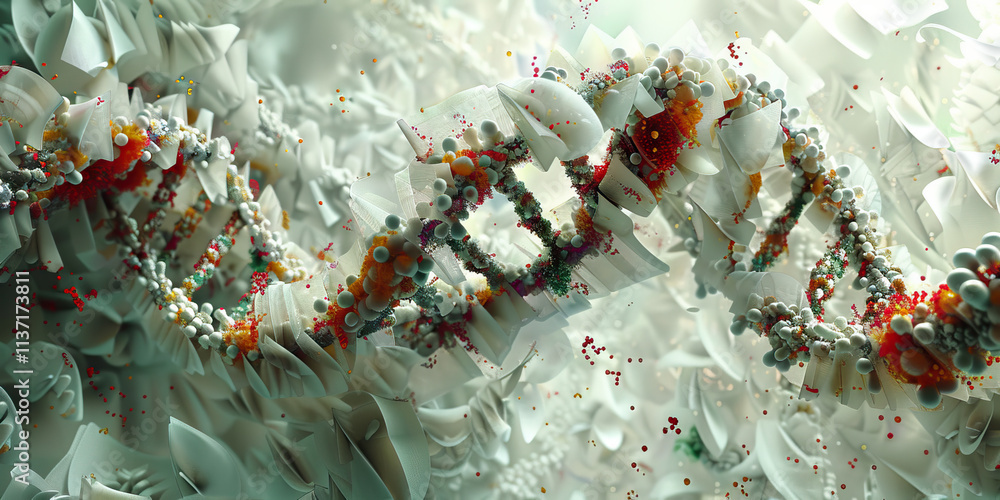 Aufkleber digital rendering of a dna double helix with colored spheres