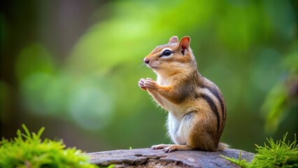 Obraz premium Chipmunk peacefully meditating in a serene forest setting, Chipmunk, meditation, peaceful, nature, animal, woodland