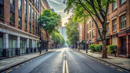 Obraz premium An empty street with no signs in sight , blank, deserted, urban, road, pathway, empty, no traffic, urban, cityscape, no parking