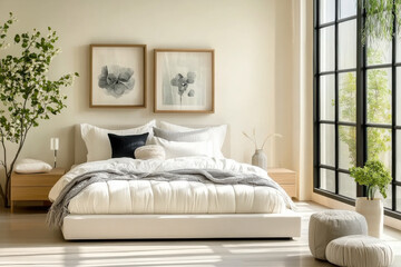 Scandinavian style interior design of modern bedroom