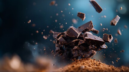 Naklejka premium Dark Chocolate Explosion: A Symphony of Cocoa