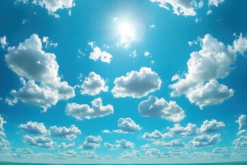 Sunny Sky with Fluffy Cumulus Clouds