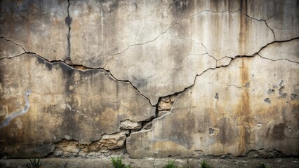 Obraz premium Cracked and weathered old concrete wall , texture, aged, background, vintage, rough, grungy, decay, urban