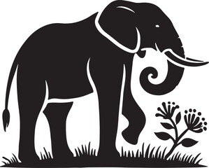 Obraz premium Elephant animal silhouette vector art illustration isolated on transparent background