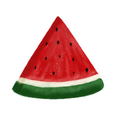 Hand draw fresh red watermelon with seeds. watermelon illustration. Watercolor illustration. Close up of a watermelon slice 3D