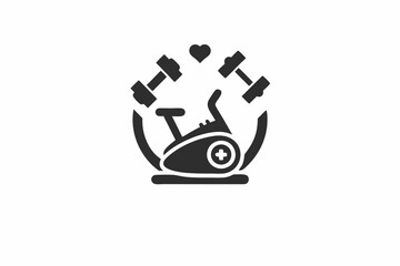 creative gym elliptical trainer icon and logo vector illustration