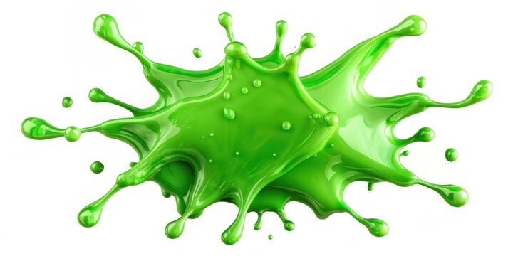 Green slime splat on a white background , gooey, sticky, mess, squishy, slime, fun, playful, colorful, texture, wet, disgusting
