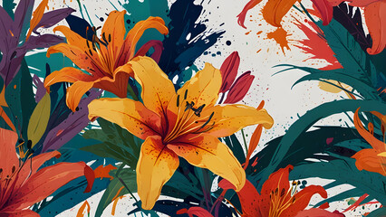 A colorful and exotic floral illustration.
