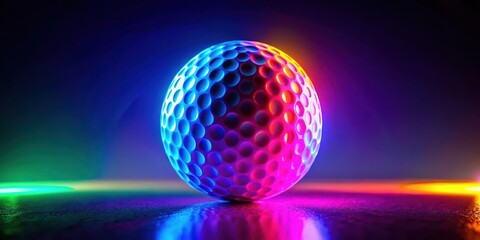 Golf ball illuminated in vibrant neon lights, golf, ball, illuminated, vibrant, neon, lights, sport, recreation, leisure