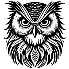 Ethnic owl portrait silhouette