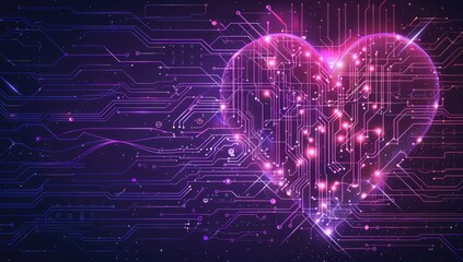 Obraz premium Digital Love: A Heart of Circuitry