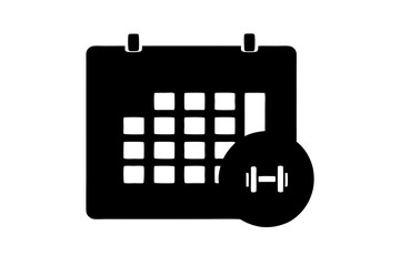 creative calendar with a dumbbell icon and logo vector illustration  