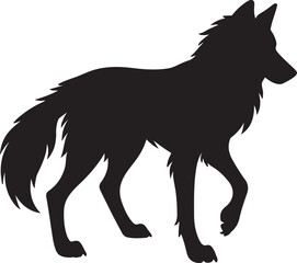 Wolf animal silhouette vector art illustration isolated on transparent background