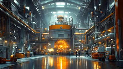 Fototapeta premium Industrial Factory Interior Illustration