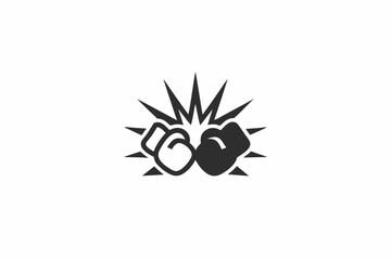 creative gym boxing gloves with a punch impact icon and logo vector illustration