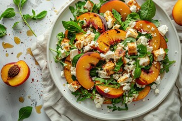 Grilled Peach Salad with Feta and Arugula