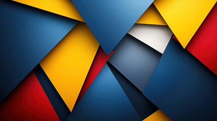 Abstract Geometric Background with Blue, Yellow, and Red Triangles