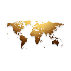Stylized golden world map on a white background for modern decor and design inspiration, digital art of abstract representation concept.