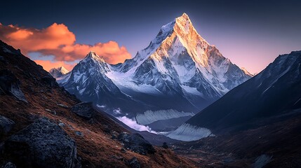 Majestic Himalayan Peak at Sunrise Golden Hues