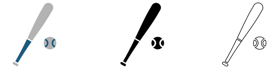 baseball sport, bat and ball vector pictogram sign icon symbol ui and ux design, glyphs and stroke line	
