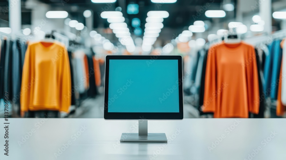 Poster digital transformation concept. a retail store equipped with digital kiosks and automated systems