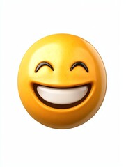 Fototapeta premium A cheerful, smiling emoji with bright yellow coloration, representing happiness and positivity.