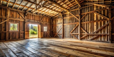 Fototapeta premium Rustic barn interior with wooden walls and floor , barn, interior, rustic, wooden, walls, floor, country, farm