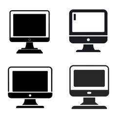 Desktop computer silhouette vector illustration