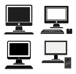 Desktop computer silhouette vector illustration