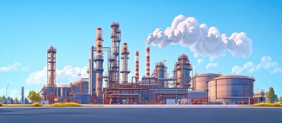 Obraz premium Industrial Refinery Complex under a Sunny Sky