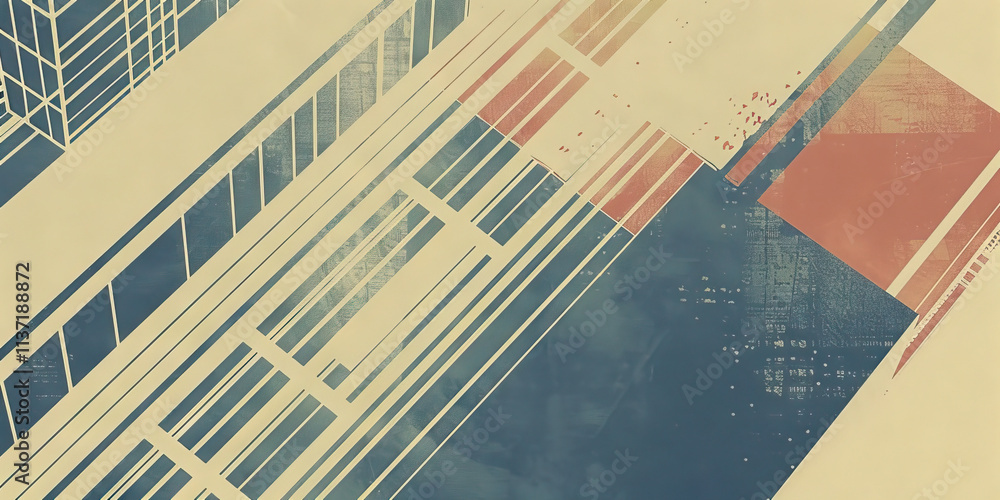 Poster abstract geometric composition with intersecting lines and shapes