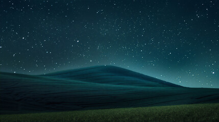 Green field at night with stars version 3