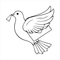 Dove silhouette line art illustration.