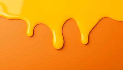 Abstract texture of yellow paint dripping on orange