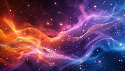 Fototapeta premium Abstract Cosmic Waves with Glowing Particles