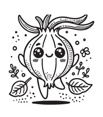 Coloring page design onion dance illustration