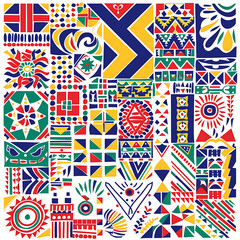 Obraz premium Colorful Geometric Patterns in Vibrant Design Elements