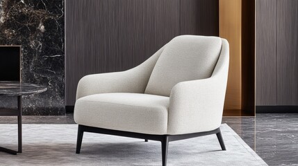Modern accent chair design contemporary living room furniture showcase sleek environment minimalist viewpoint