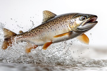 Obraz premium Determined Fish Leaping Upstream in a River Setting