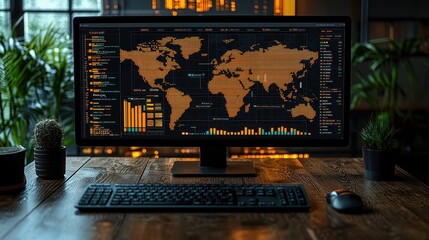 Global Data Visualization on a Computer Monitor