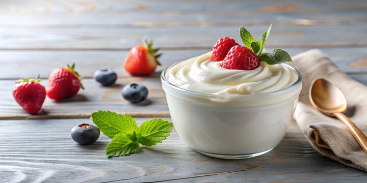 Creamy and rich Danone Skyr yogurt made with Icelandic culture , healthy, dairy, snack, breakfast