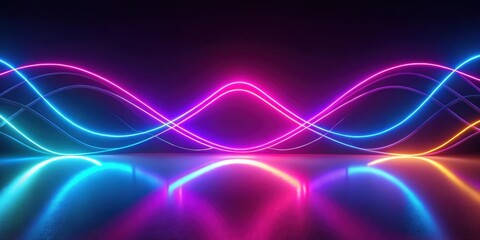 Dynamic glowing neon lines on abstract render background , neon, abstract, futuristic, modern, vibrant, colorful, light