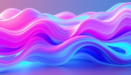 Fototapeta premium Abstract Neon Glowing Fluid Waves in Pink and Blue Shades