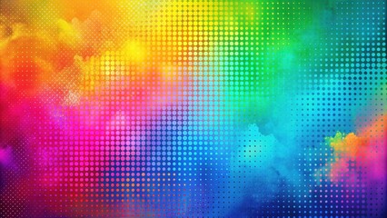 Obraz premium Gradient trendy ink painting with colorful dots background, abstract background with canvas texture