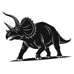 High-Quality Triceratops Silhouette Vector Isolated on Transparent Background
