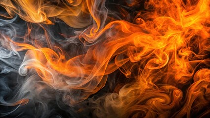 Fototapeta premium Spooky and dramatic abstract orange and black smoke swirls background perfect for Halloween projects , Halloween, spooky