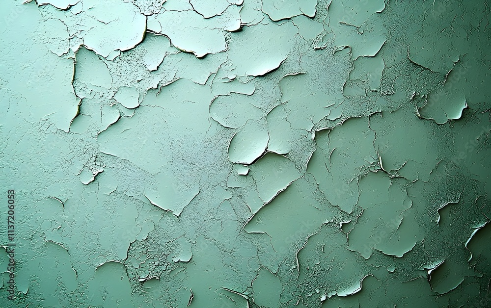 Aufkleber an artistic close-up of peeling turquoise paint on a textured wall, showcasing a mix of colors and a
