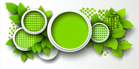 Abstract green circle environmental background with plants