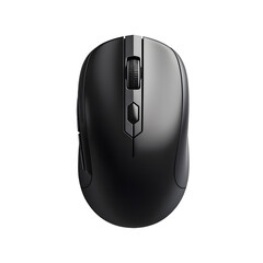 A black wireless mouse isolated on Transparent background.